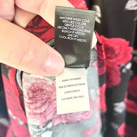 Torrid Midi Stretch Challis Tie Neck Black Dark Romantic Floral Midi Dress Sz 1X - Picture 10 of 11